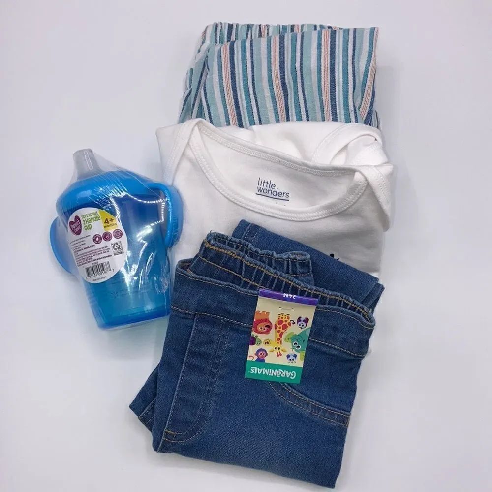 Baby Girl Bundle Onesie Pants Sippy Cup Jumper 4-Piece Set 24M